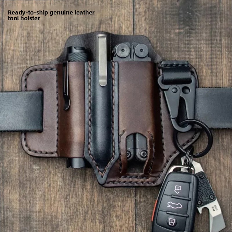 Edc Carry Fanny Pack - Leder EDC Werkzeugtasche Outdoor Taktische Taschenlampenhalterung